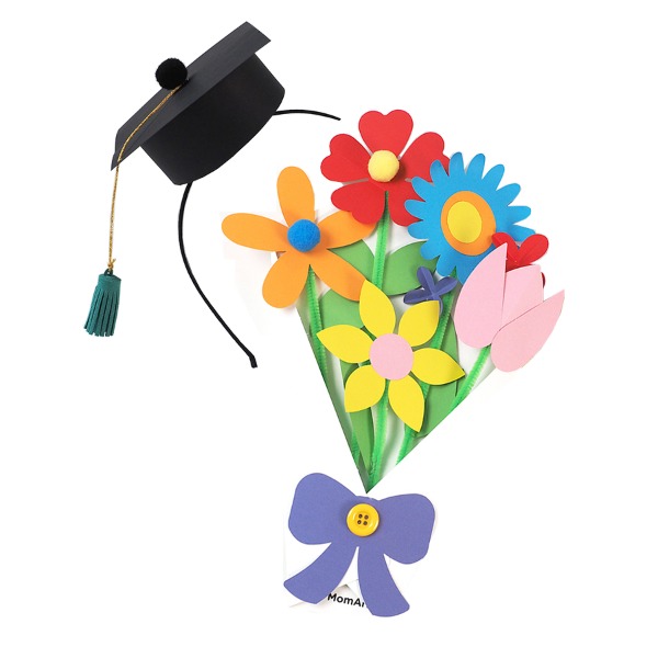 맘아트 학사모 머리띠 와 종이 꽃다발 만들기 키트 입학 졸업 선물